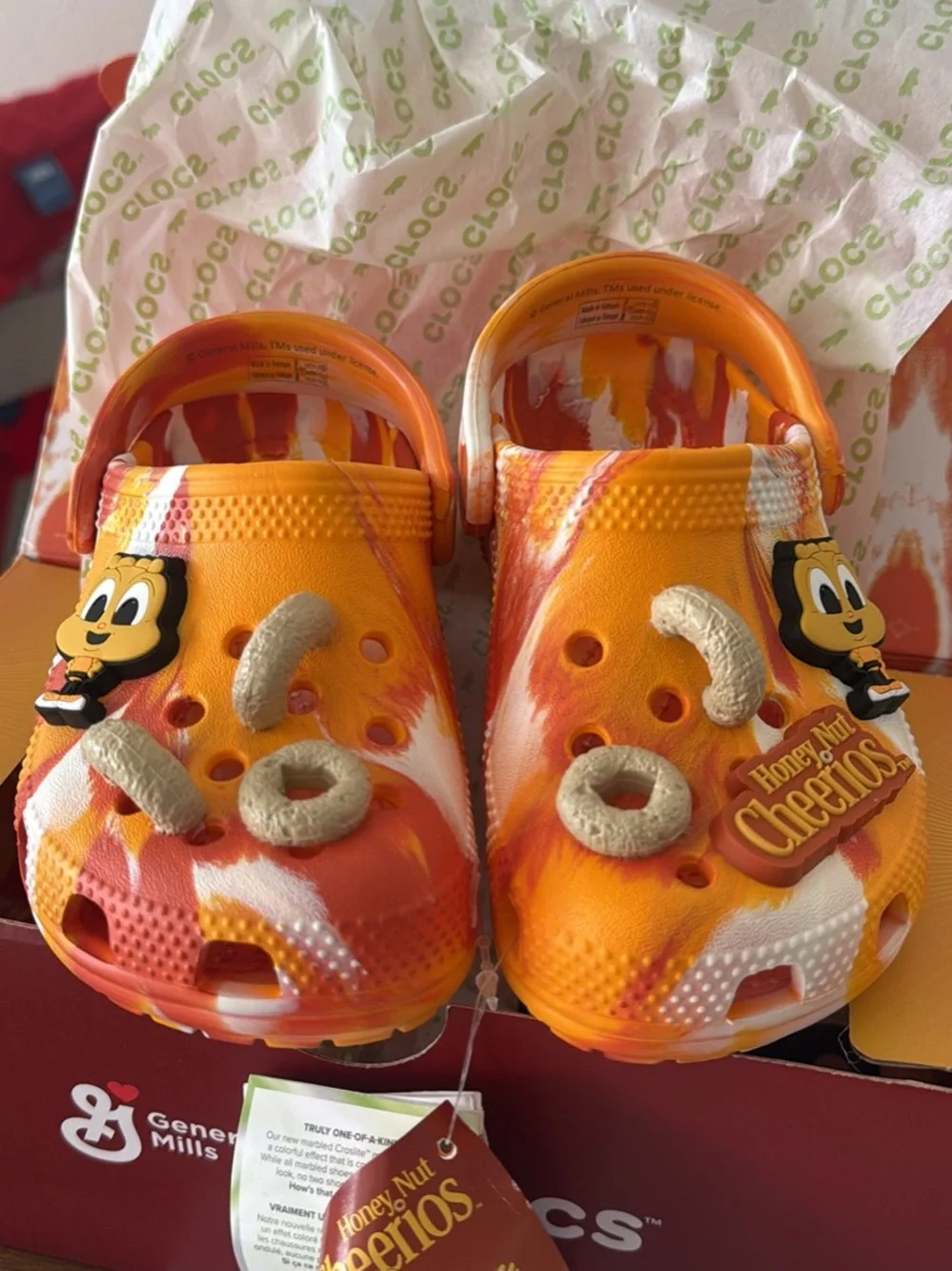 CROCS Kids Marble Orange & White Water Clogs